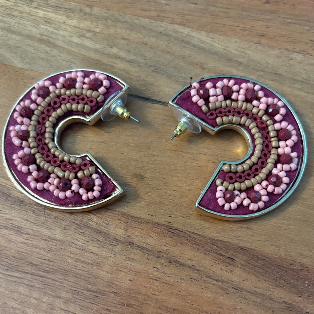 Chic Pink and Gold Beaded Earrings